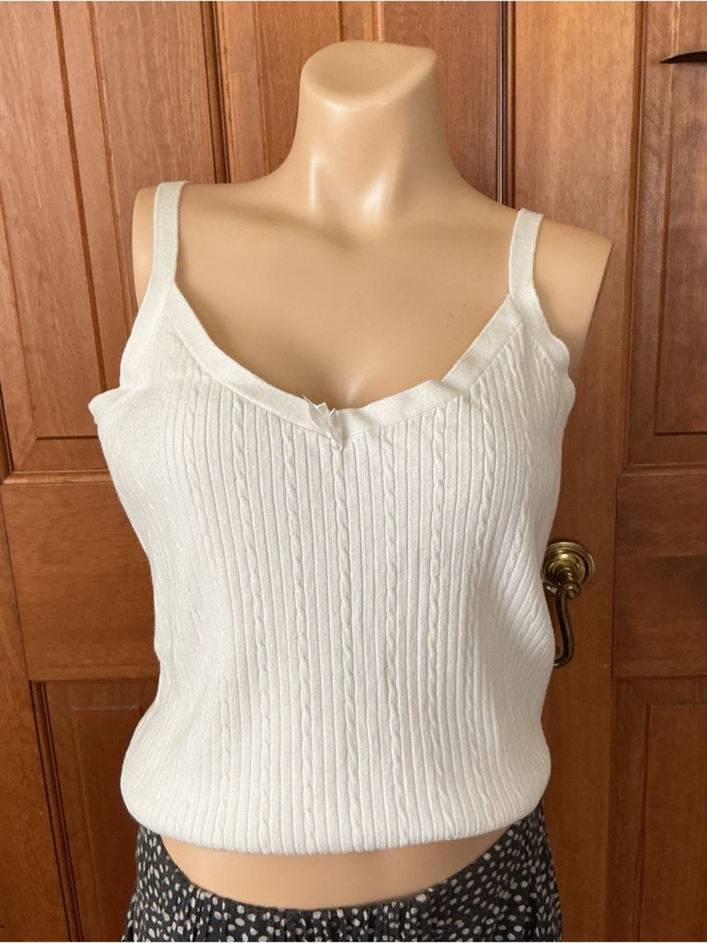 Worthington Women's Cream Knit Ribbed Tank Top